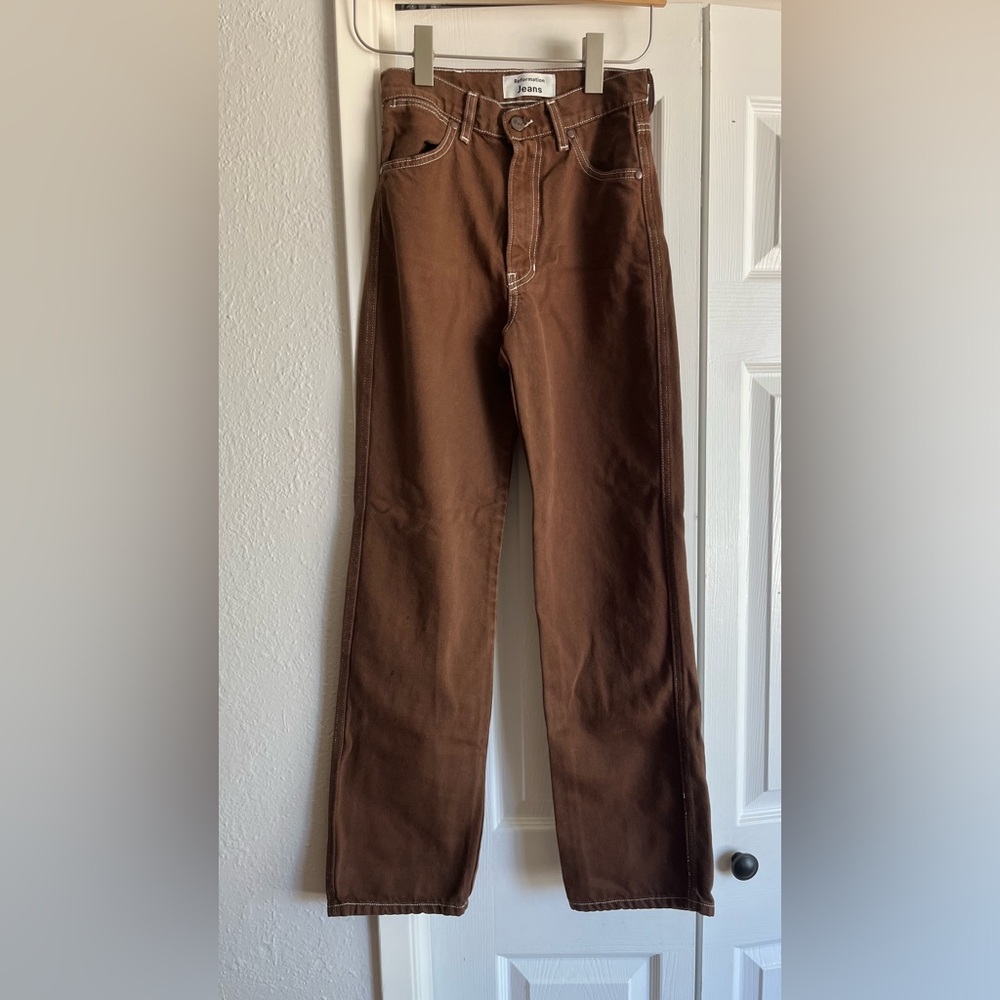 Reformation Cowboy High Rise Straight Jeans Chocolate Womens Size 23 - Picture 7 of 13